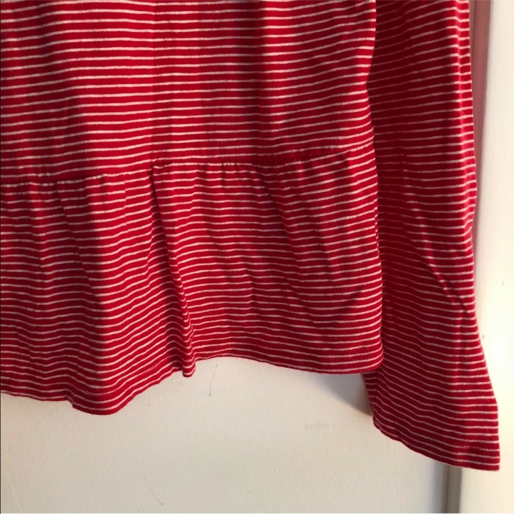 J crew striped peplum long sleeve top red white m medium - Picture 5 of 9